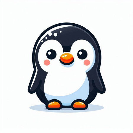 Cute cartoon penguin isolated on white background. Vector illustration.のイラスト素材