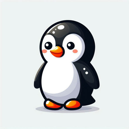 Cute cartoon penguin. Vector illustration isolated on white background.のイラスト素材