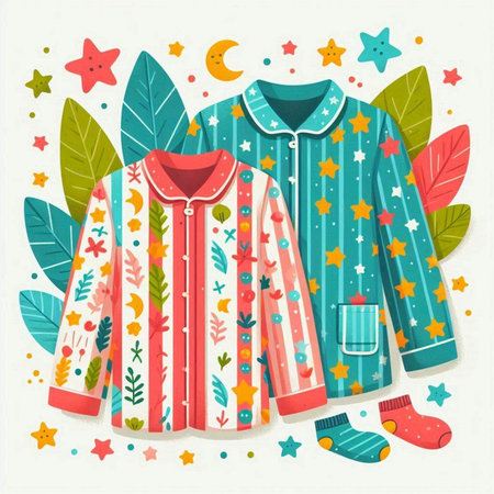 Vector illustration of a set of pajamas in the Scandinavian style.のイラスト素材