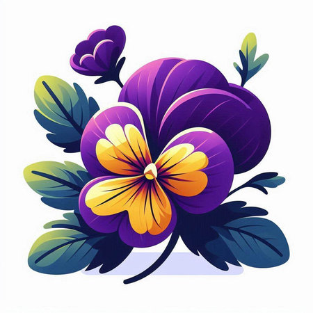 Violet pansy flowers on a white background. Vector illustration.のイラスト素材