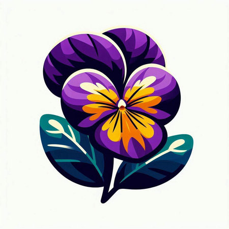 Violet flowers on a white background. Vector illustration in a flat style.のイラスト素材