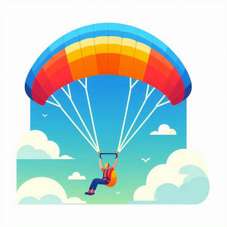 Parachutist flying in the blue sky. Vector illustration.のイラスト素材