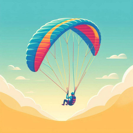 Paraglider flying in the sky. Vector illustration. Eps 10のイラスト素材
