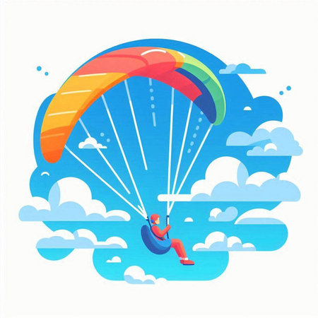 Paraglider flying in the blue sky. Vector illustration.のイラスト素材