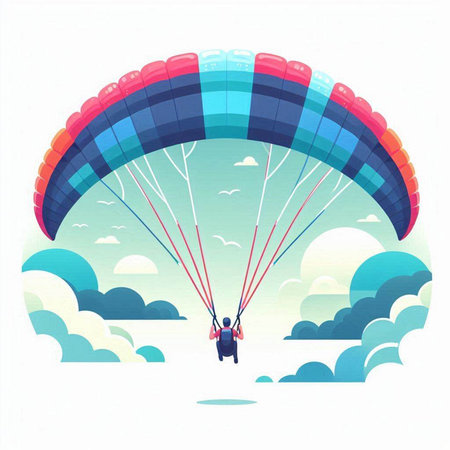Paraglider flying in the blue sky. Vector illustration.のイラスト素材