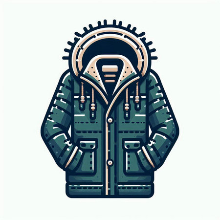 Men winter jacket. Vector illustration in retro style isolated on white backgroundのイラスト素材