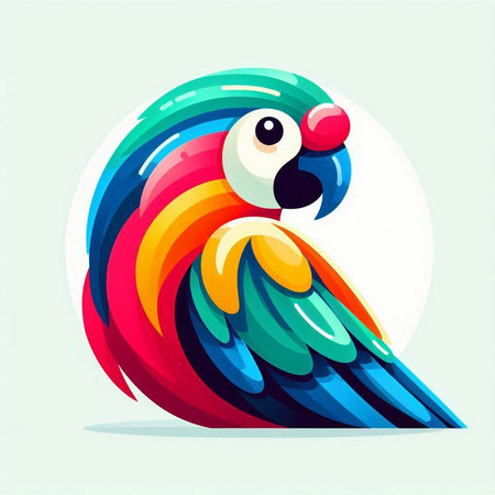Colorful parrot on white background. Vector illustration in cartoon style.のイラスト素材
