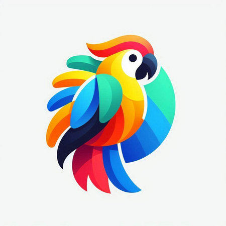 Colorful parrot isolated on a white background. Vector illustration.のイラスト素材