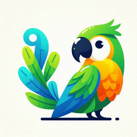 Cute cartoon parrot. Vector illustration. Colorful parrot.のイラスト素材