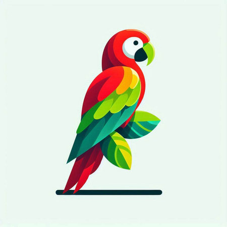 Colorful parrot on white background. Vector illustration in flat style.のイラスト素材