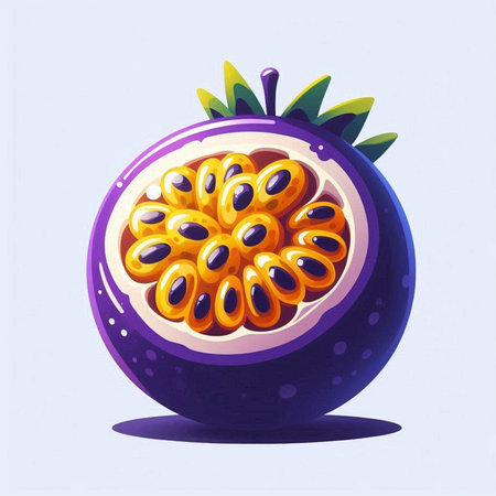 Passion fruit illustration on white background. Vector illustration of a passion fruit.のイラスト素材