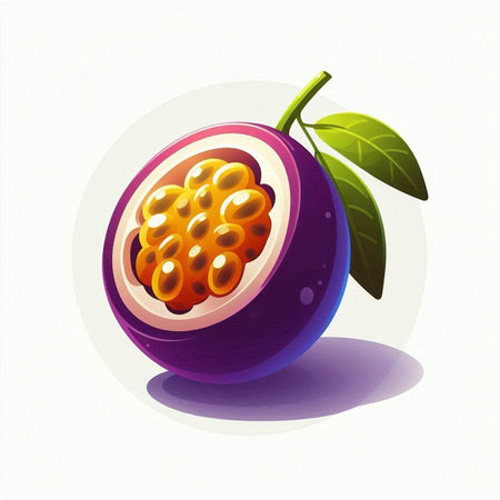 Vector illustration of passion fruit on a white background. Eps 10.のイラスト素材