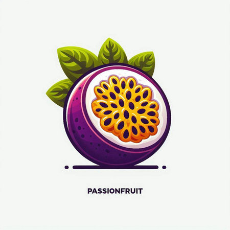 Passion fruit vector icon on white background. Passionfruit illustration.のイラスト素材