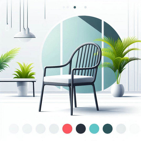 modern chair in the living room, interior design, vector illustration.のイラスト素材