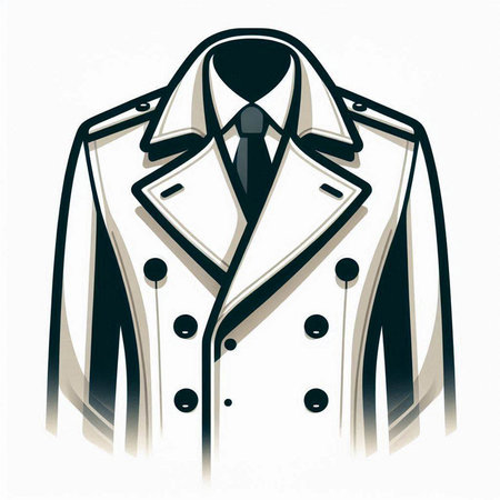 Vector illustration of a coat with a tie on a white background.のイラスト素材