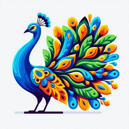 Peacock. Vector illustration. Colorful peacock on white background.のイラスト素材
