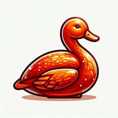 Illustration of a red duck on a white background. Vector.のイラスト素材