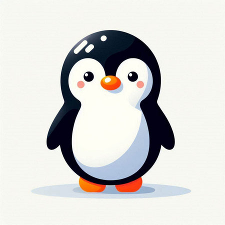 Cute cartoon penguin. Vector illustration of a funny penguin.のイラスト素材
