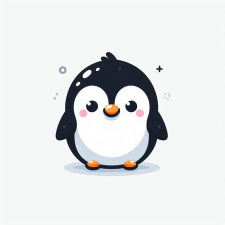 Cute cartoon penguin on white background. Vector illustration for kids.のイラスト素材