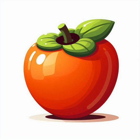 Persimmon fruit isolated on a white background. Vector illustration.のイラスト素材