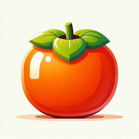 Illustration of a fresh ripe persimmon on a white backgroundのイラスト素材