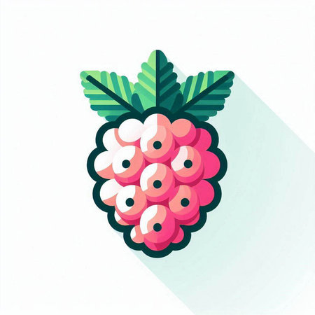 Raspberry icon, flat design with long shadow, vector illustration.のイラスト素材