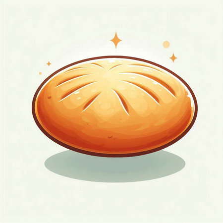 Illustration of a fresh baked bread on a light background with starsのイラスト素材