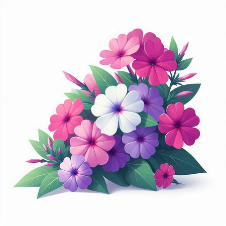 Bouquet of colorful flowers isolated on white background. Vector illustration.のイラスト素材