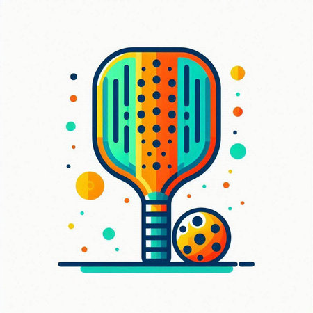 Tennis ball and racket. Vector illustration in modern linear style.のイラスト素材