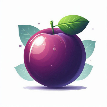 Plum on a white background. Vector illustration. Eps 10.のイラスト素材