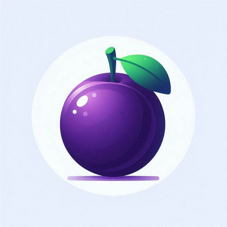 Plum fruit vector illustration. Vector illustration of a fresh fruit.のイラスト素材