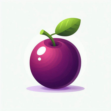 Plum vector illustration. Vector illustration of a fresh ripe plum.のイラスト素材