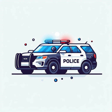 Police car vector illustration. Flat design. Police car vector icon.のイラスト素材