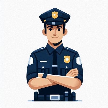 Policeman in uniform. Vector illustration in flat cartoon style.のイラスト素材