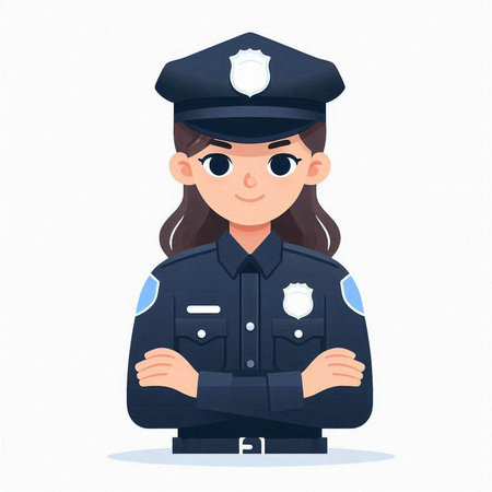 Policewoman in uniform. Vector illustration in cartoon style.のイラスト素材