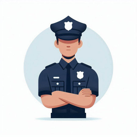 Policeman. Police officer. Vector illustration in flat style.のイラスト素材