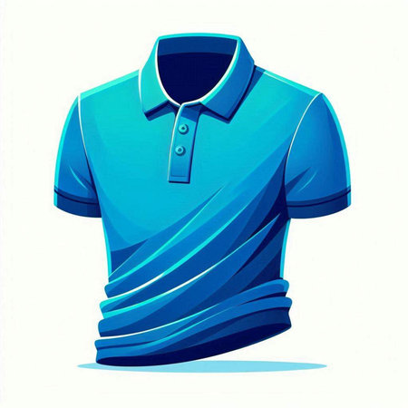 Blue polo shirt isolated on a white background. Vector illustration.のイラスト素材