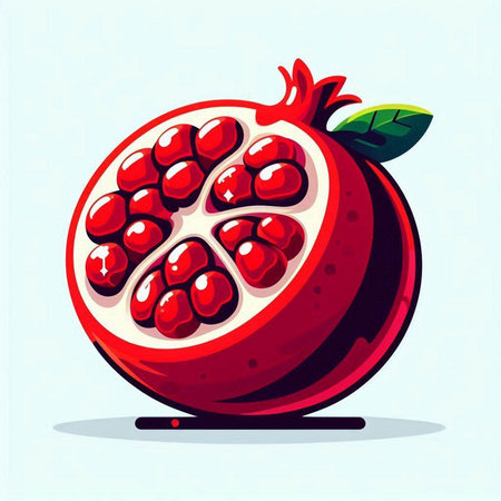 Pomegranate isolated on white background. Vector illustration in cartoon style.のイラスト素材