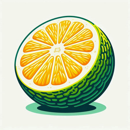 Citrus fruit illustration. Vector illustration of a slice of orange.のイラスト素材