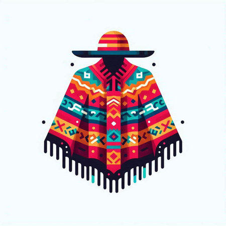 Mexican poncho vector illustration. Traditional clothing in Mexico.のイラスト素材