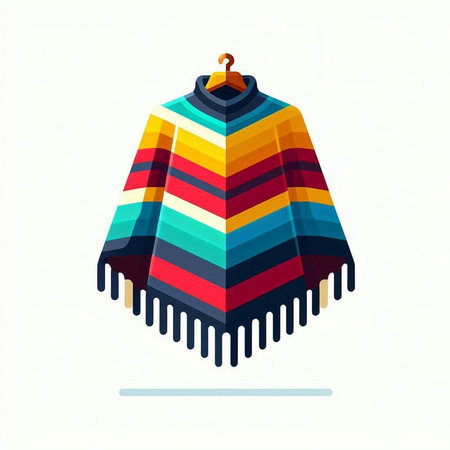 Vector illustration of a colorful striped poncho on a white backgroundのイラスト素材