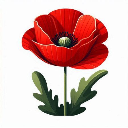 Red poppy isolated on a white background. Vector illustration, EPS 10のイラスト素材