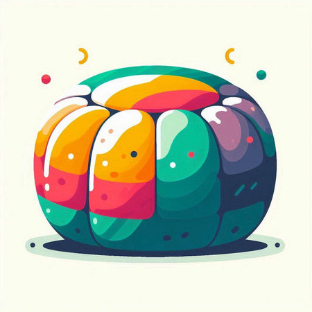 Illustration of a cute cartoon colorful pumpkin. Vector illustration for your designのイラスト素材
