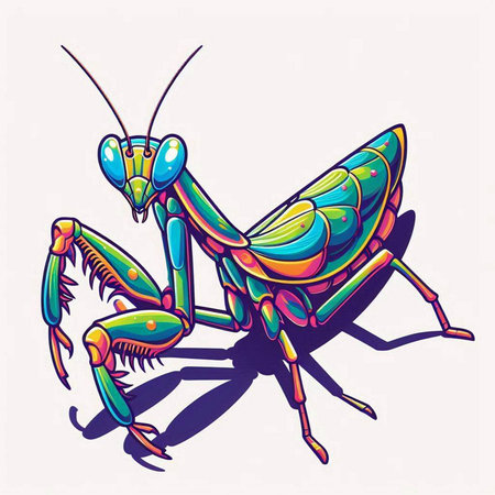 Praying mantis. Vector illustration of a praying mantis.のイラスト素材