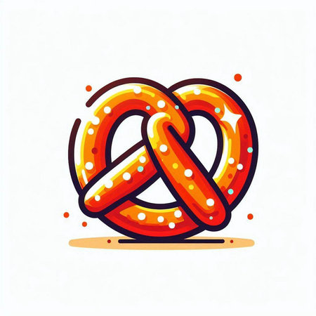 Pretzel vector icon. Cute cartoon pretzel illustration.のイラスト素材