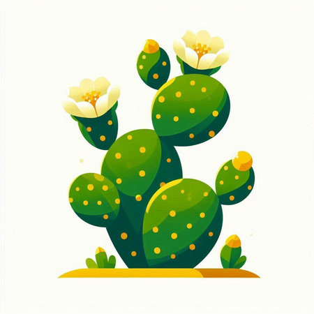 Cactus with flowers on a white background. Vector illustration. Eps 10のイラスト素材