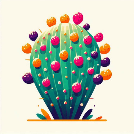 Cactus with flowers. Vector illustration of a cacti.のイラスト素材