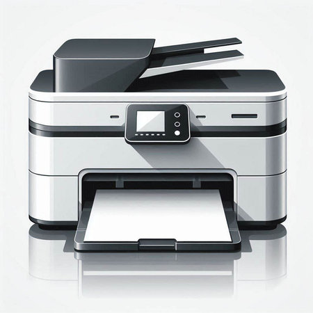 Printer isolated on white background. 3D rendering. Eps 10.のイラスト素材
