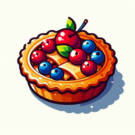 Basket with berry pie. Vector illustration of a berry pie.のイラスト素材
