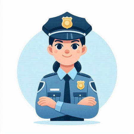Policewoman in uniform. Vector illustration in a flat styleのイラスト素材